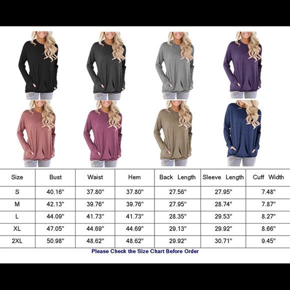 Women's Long and Short Sleeve Sweatshirts with Pockets ( BRAND NEW IN PACKAGE ) - Picture 5 of 5